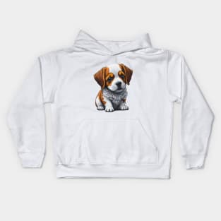 Cute Puppy Brown and White Design Kids Hoodie